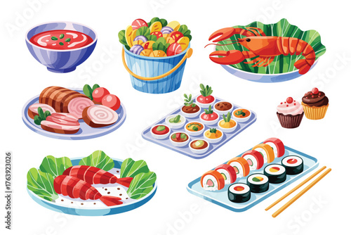 Assortment of delicious food items and appetizers