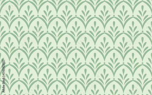 Floral seamless pattern. Soft green cute minimalist background for wallpaper, upholstery, design.