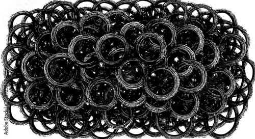 Intricate hand-drawn circular pattern of overlapping rings