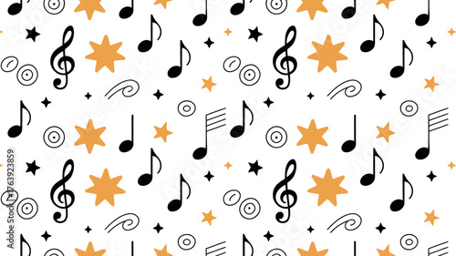Seamless music notes pattern vector background for musical design and creative projects