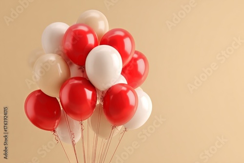 Colorful Balloons Floating Together Against a Light Background Perfect for Ce...