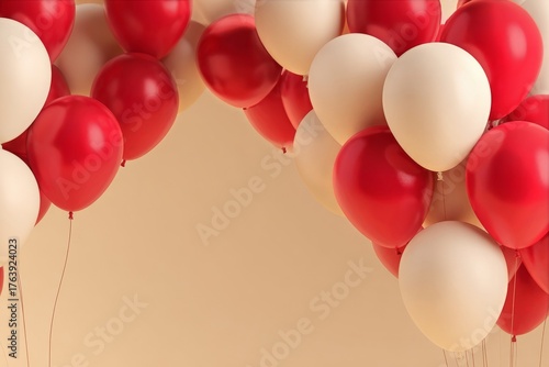 Colorful Balloons Floating Together Against a Light Background Perfect for Ce...