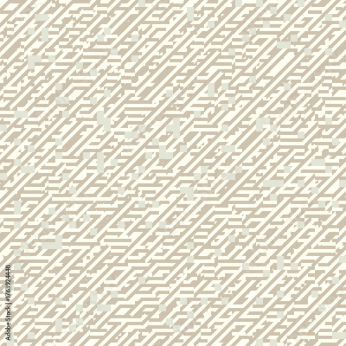 Geometric digital camouflage background featuring abstract block shapes in desert sand color palette