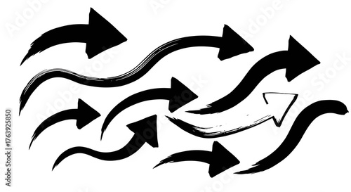 Bold artistic arrow set with dynamic brush stroke style