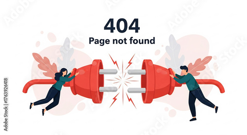 404 Page Not Found Error with Disconnected Plugs and People