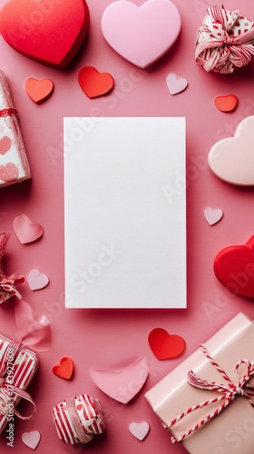 Gift Wrapping and Love Decorations Create a Cozy Valentines Day Scene