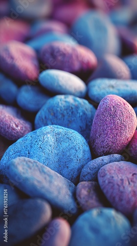 Colorful Stones Create a Vibrant Pattern on Wet Ground During Early Morning L...