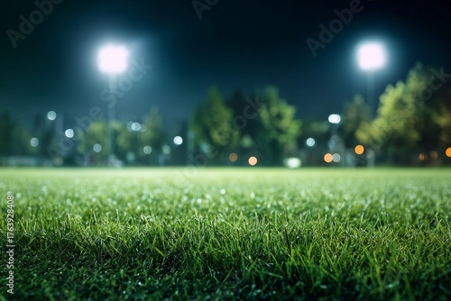 Bright Lights Illuminate a Grassy Field at Night for Evening Activities