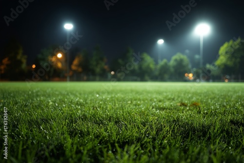 Bright Lights Illuminate a Grassy Field at Night for Evening Activities