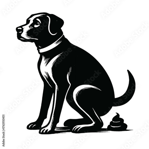Dog Pooping Icon – Funny Pet Silhouette Vector Design