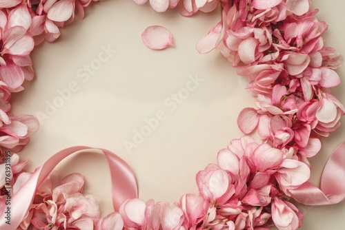 Decorative Pink Flower Wreath With Soft Ribbon for Special Occasions and Cele...