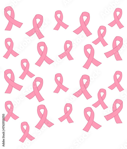 An array of pink ribbons symbolizing awareness and support for the cause. Representing unity and solidarity, the ribbons stand as a visual testament to hope and strength.