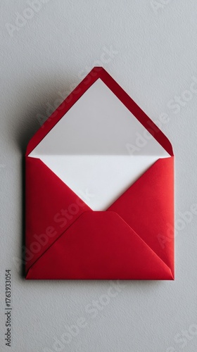 Bright Red Envelope Ready to Hold a Special Message or Invitation for a Meani...