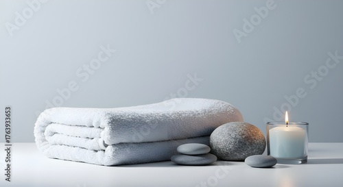 spa still life with towel and candles