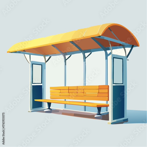 Abris bus, arrêt de bus, coloré, isolé sur fond blanc, transport en commun, mobilier urbain