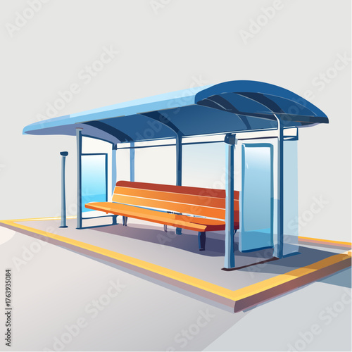 Abris bus, arrêt de bus, coloré, isolé sur fond blanc, transport en commun, mobilier urbain