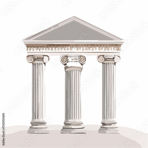 Trois magnifiques colonnes Grecques antiques avec chapiteau, isolées sur fond blanc