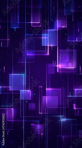 Colorful Abstract Shapes in Vibrant Purple and Blue Hues Fill the Digital Space