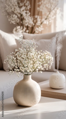 Elegant Bouquet With Steam Rising in a Cozy Living Room Setting