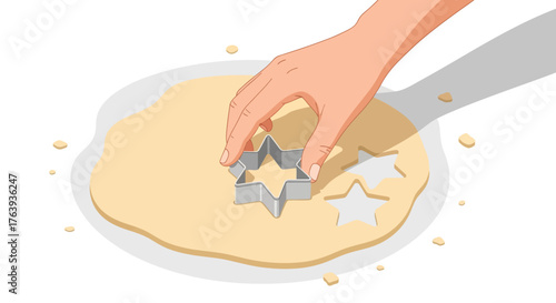Baking delight with star shaped cookie cutter and dough