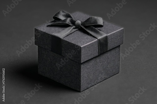 Elegant Black Gift Box With Ribbon on a Dark Surface for Special Occasions