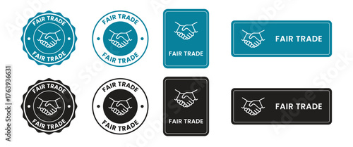 Fair trade badge logo vector template. Suitable for business, work team and information. Fair trade sign, logo, badge, icon, sticker, label, emblem, stamp, symbol.