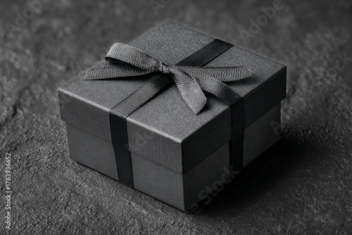 Elegant Black Gift Box With Ribbon on a Dark Surface for Special Occasions