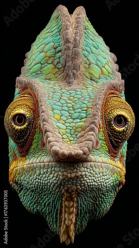 Chameleons Vibrant Colors and Unique Texture Under Direct Light in a Studio S...