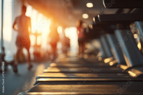 Evening Workout in Gym With People Exercising and Sunlight Streaming Through ...