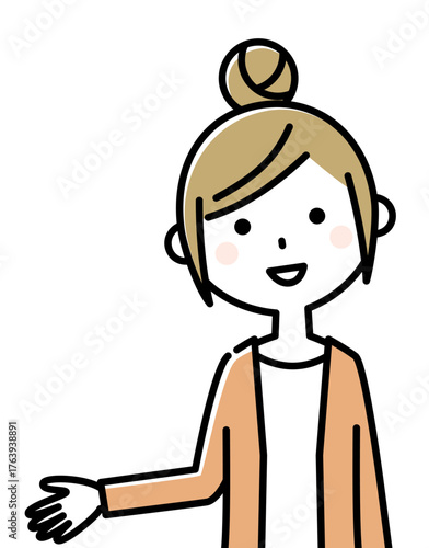 若い女性　ママ　どうぞ