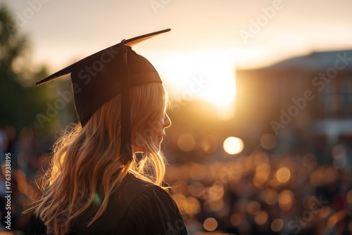 Graduation Ceremony at Sunset Captures a Moment of Reflection and Achievement...