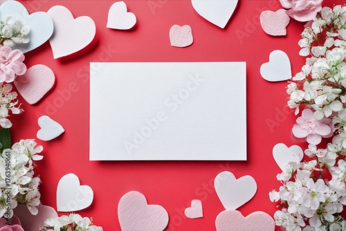 Creative Workspace Set up With Heart Shapes and Flowers for Special Occasion ...