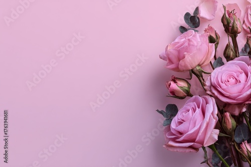 Soft Pink Roses Arranged Elegantly on a Pastel Background for a Romantic Setting