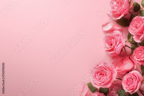 Beautiful Pink Roses Arranged on a Soft Pink Background for Decoration or Gifts