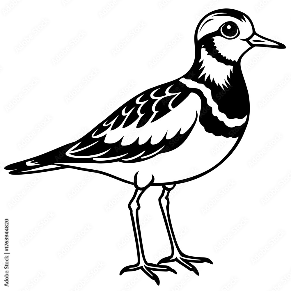 Fototapeta premium Ruddy Turnstone Silhouette Vector Illustration on White Background