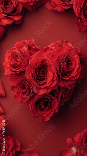 Red Roses Arranged in a Heart Shape Create a Romantic and Elegant Display