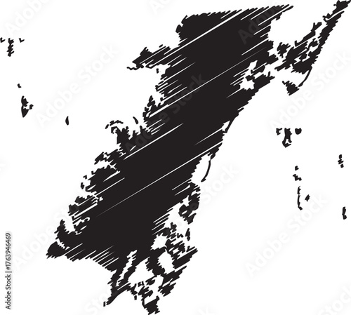 Chincoteague Island Map and Silhouette Guide, Virginia Eastern Shore