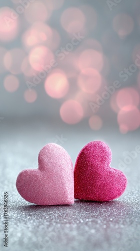 Sparkling Hearts Shine Brightly in a Soft Background of Light