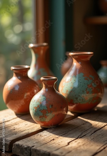 Artisan Ceramic Collection Unique Clay Patterns Handcrafted Earthy Pottery Collection of Nature Inspired Vessels