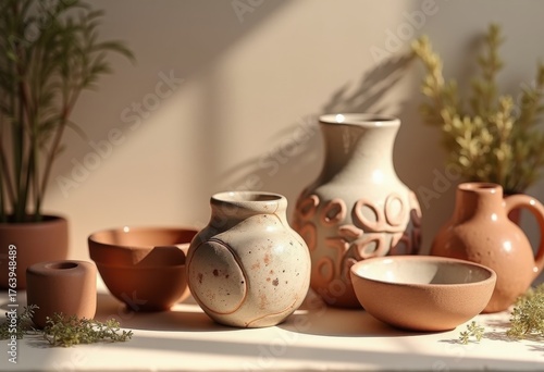 Artisanal Ceramics Unique Clay Patterns Nature Inspired Earthy Textures Handcrafted Studio Pottery