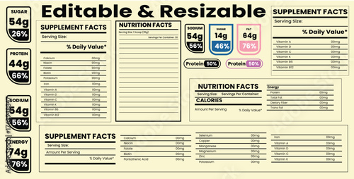 Nutrition Facts Labels Template With Editable Text
