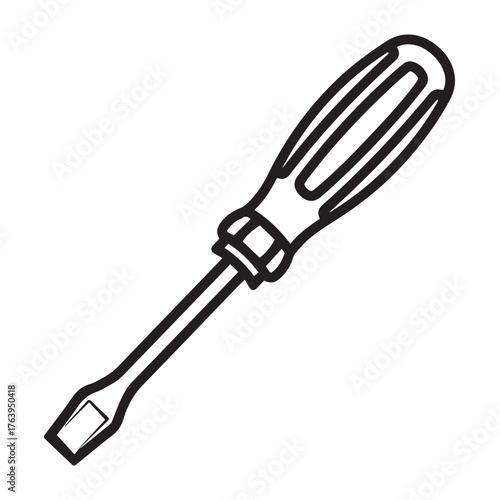 Screwdriver with a flat head isolated on transparent background