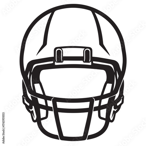 American football helmet front view, isolated on transparent background