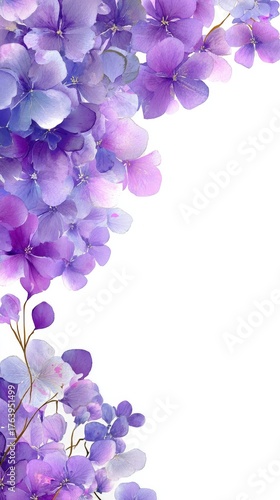 Violet Flowers Create a Beautiful Border in a Delicate Floral Design for Spri...