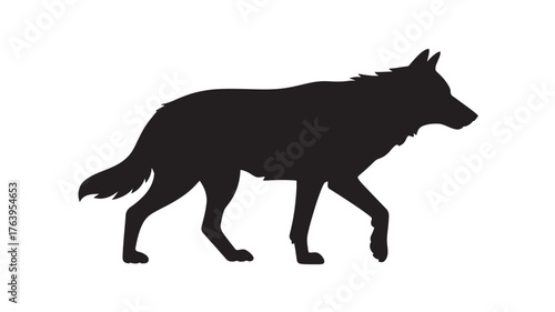 Silhouette of a wolf walking vector illustration of a wild animal isolated on white background
