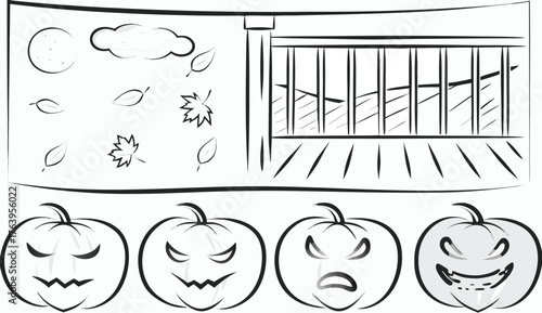 Creepy Halloween Pumpkins on Porch with Falling Leaves - Top 2025 Autumn Decor Trends