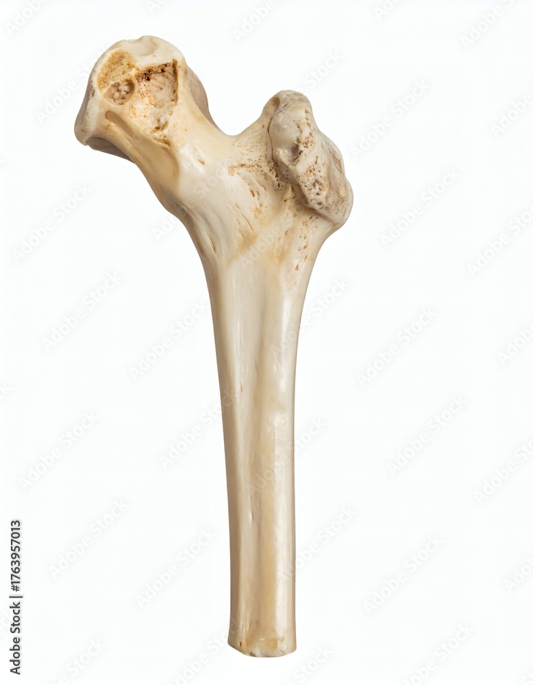 Fototapeta premium Femur Bone Anatomy Human Thigh Bone Isolated on White, isolated on white background