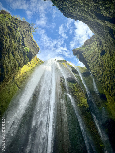 Gljúfrabúi Hidden Cave Waterfall near Seljalandsfoss, South Iceland