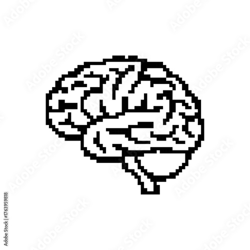 Pixelated Brain Graphic Representing Intelligence, Ideas, and Cognitive Function