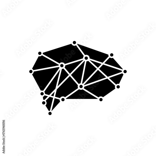 AI neural network deep learning structure flat icon
